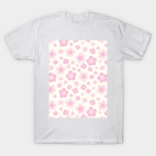 pastel pink groovy retro y2k 2000s big pastel flower power 1960s 60s 70s danish aesthetics coconut girl ditsy daisies T-Shirt